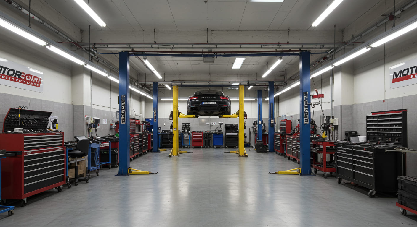 Proyecto Motor Gara: Interior del taller y equipamiento moderno